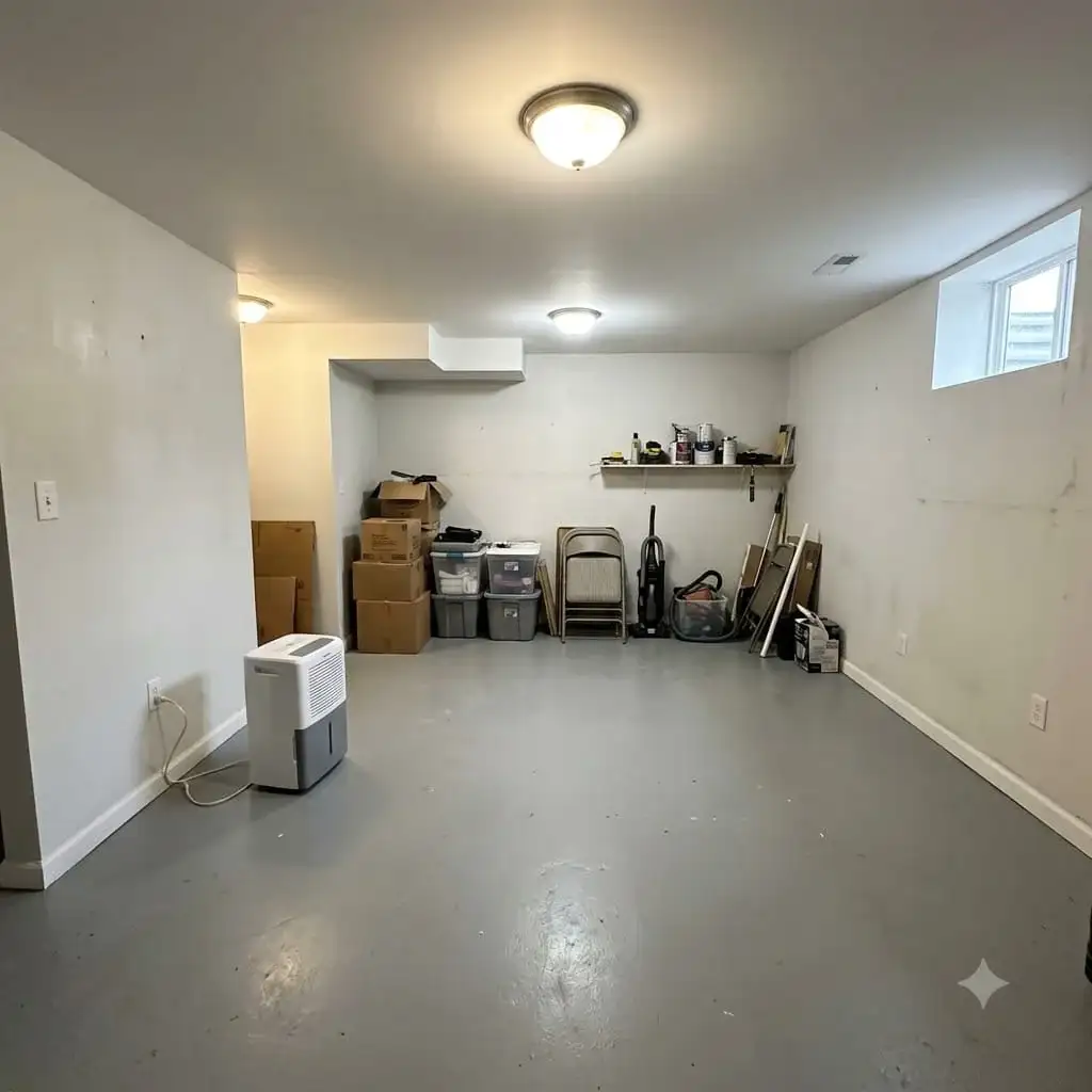 Dry finished basement with a sealed floor